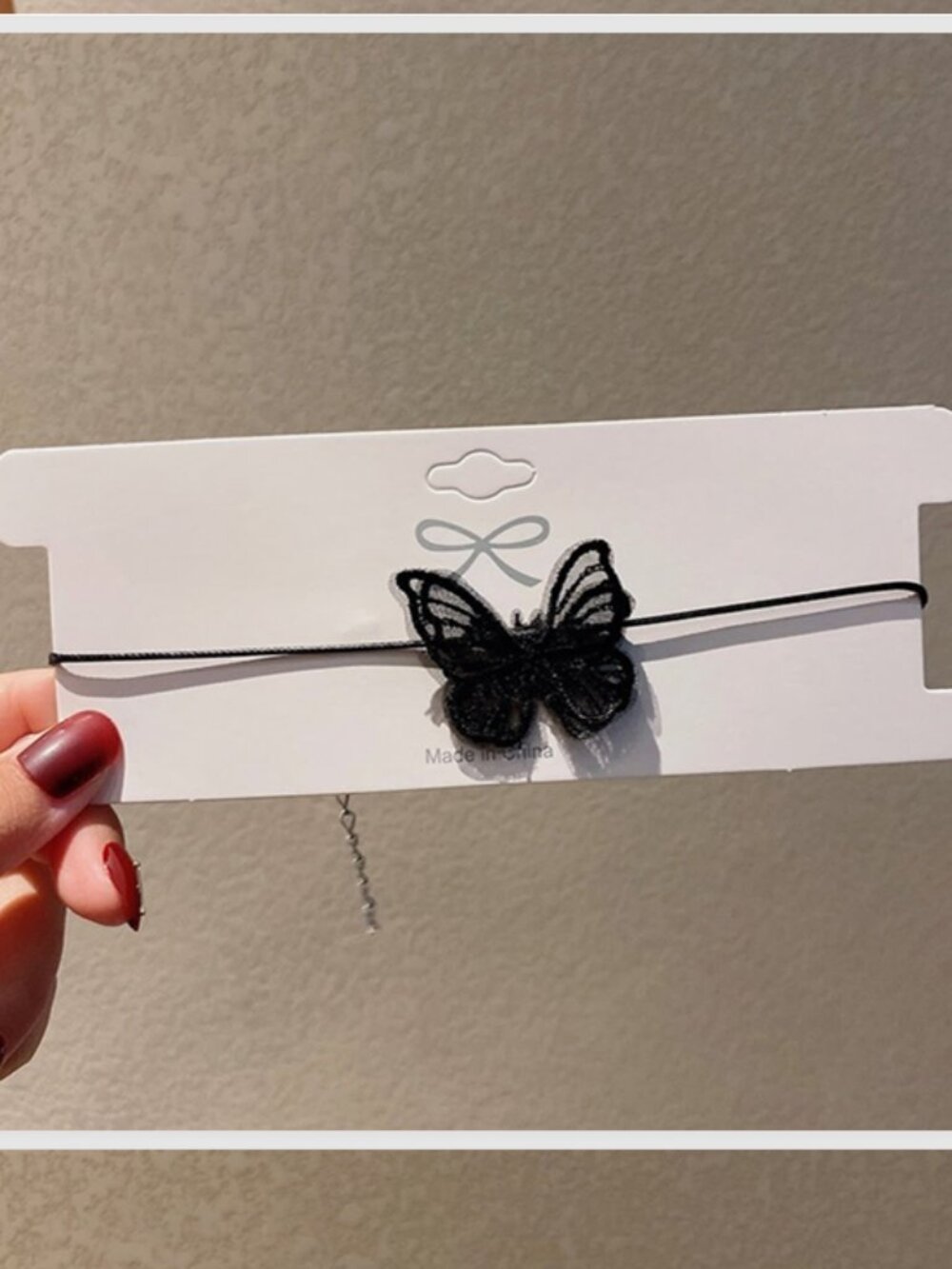 Free People Black Lace Butterfly Choker Necklace